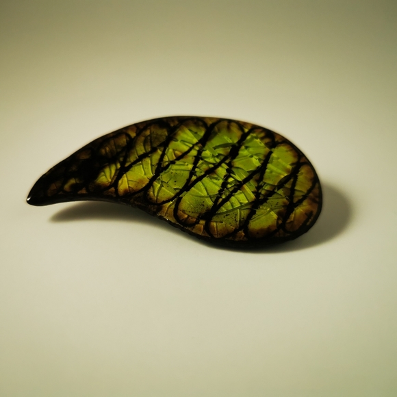 Vintage Alice Lund Pottery Mid Century Lime Green Brown Brooch Tear Drop… - Picture 9 of 16